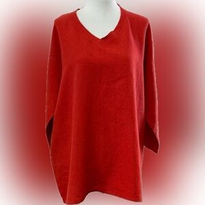 Jewel Toffier V-Neck Linen Tunic Size M/L Coastal Beach Casual Comfy Luxury